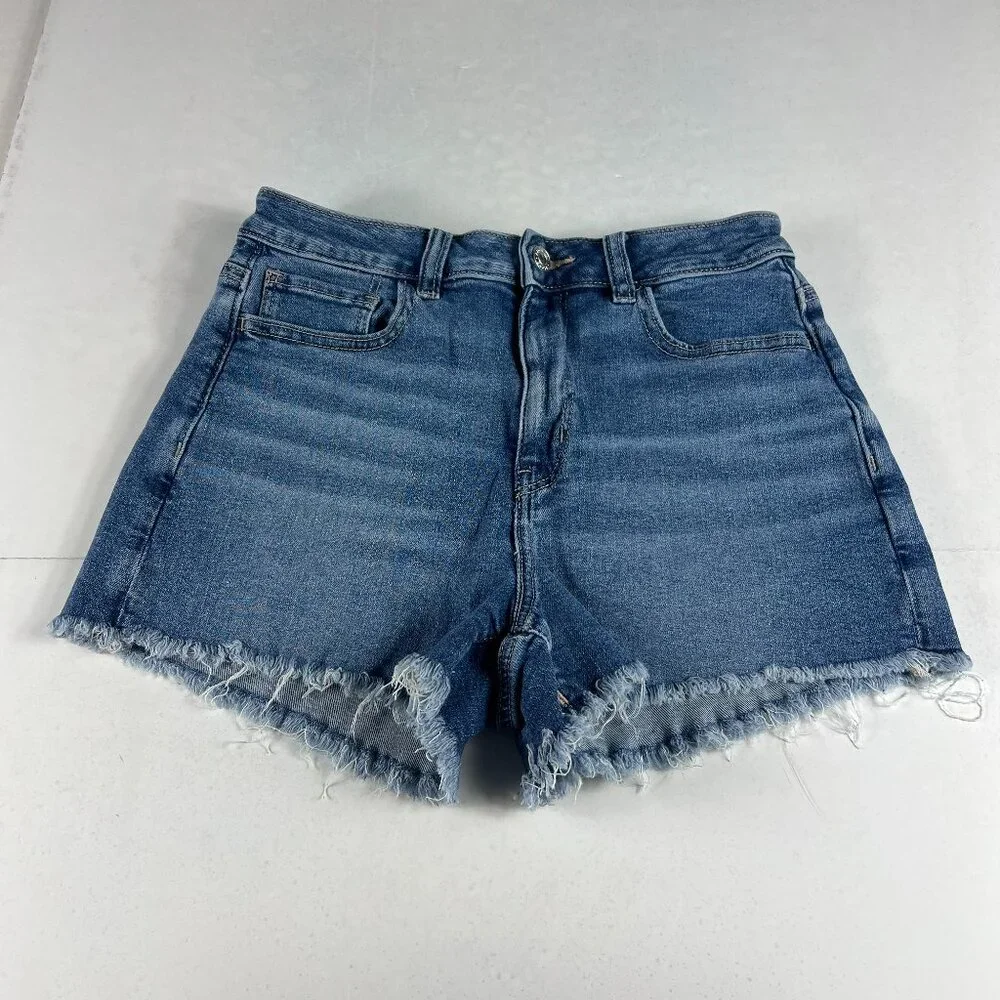 American Eagle Shorts Women's 27* Mom Mid Rise Blue Cut Off Stretch Denim Tag 4